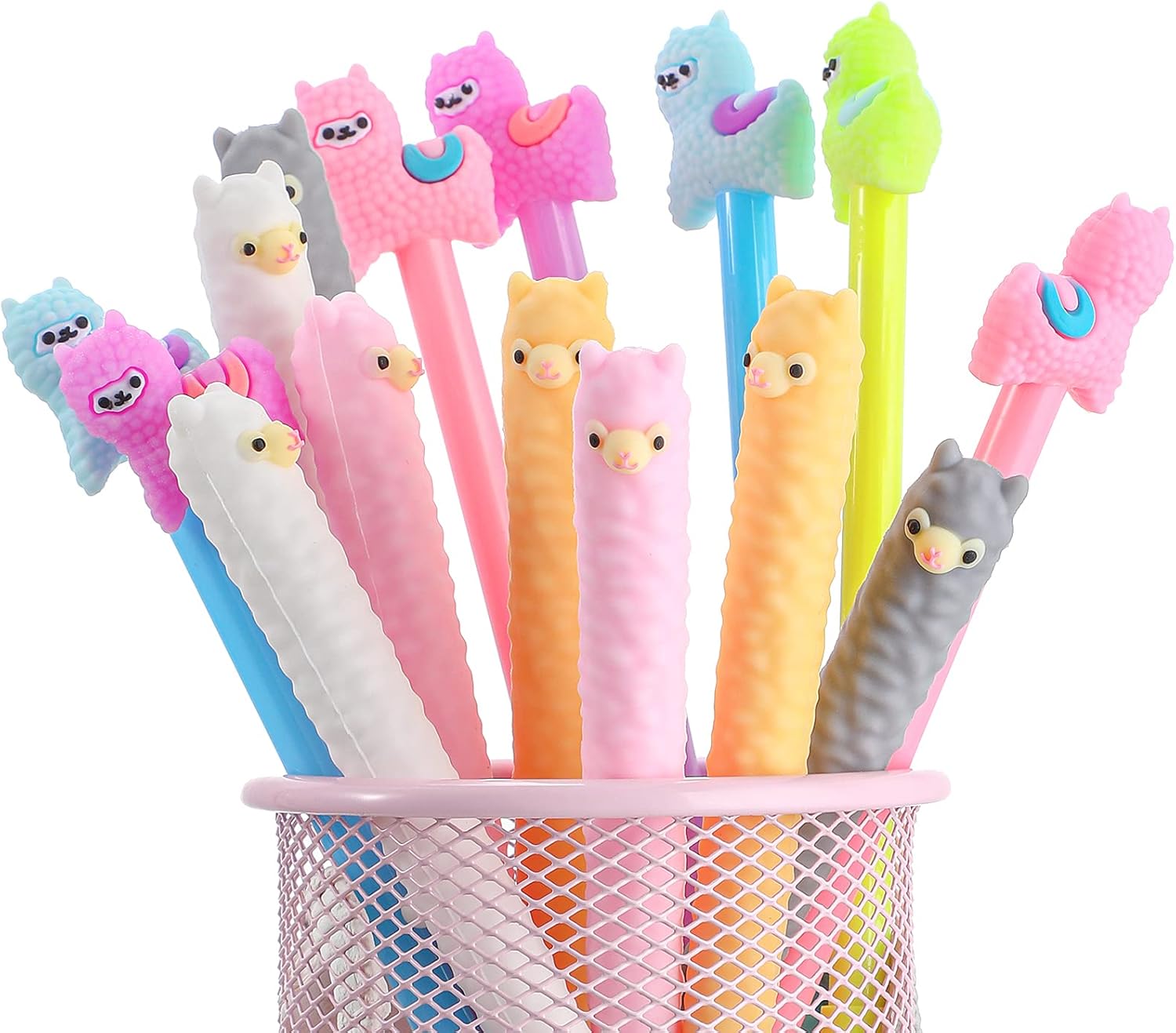 Cute Animal Pens Colorful Llama Pens Alpaca Gel Ink Pens Kawaii 0.5 mm Black Ink Pens Llama Stationery Supplies for School Classroom Office Students Present (12)