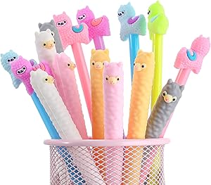 Cute Animal Pens Colorful Llama Pens Alpaca Gel Ink Pens Kawaii 0.5 mm Black Ink Pens Llama Stationery Supplies for School Classroom Office Students Present (12)