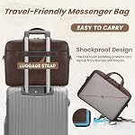 RAINSMORE Messenger Sac pour hommes 16 Sac ordinateur de poche en cuir vintage Sac ordinateur imperméable Sac Satchel rétro