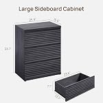 SICOTAS Fluted Sideboard Buffet Cabinet with Storage, Modern Credenza Storage Cabinet with 3 Larger Drawers, 2-Piece Media Console Mid Century Coffee Bar Table for Entryway Kitchen, Dark Grey Alder