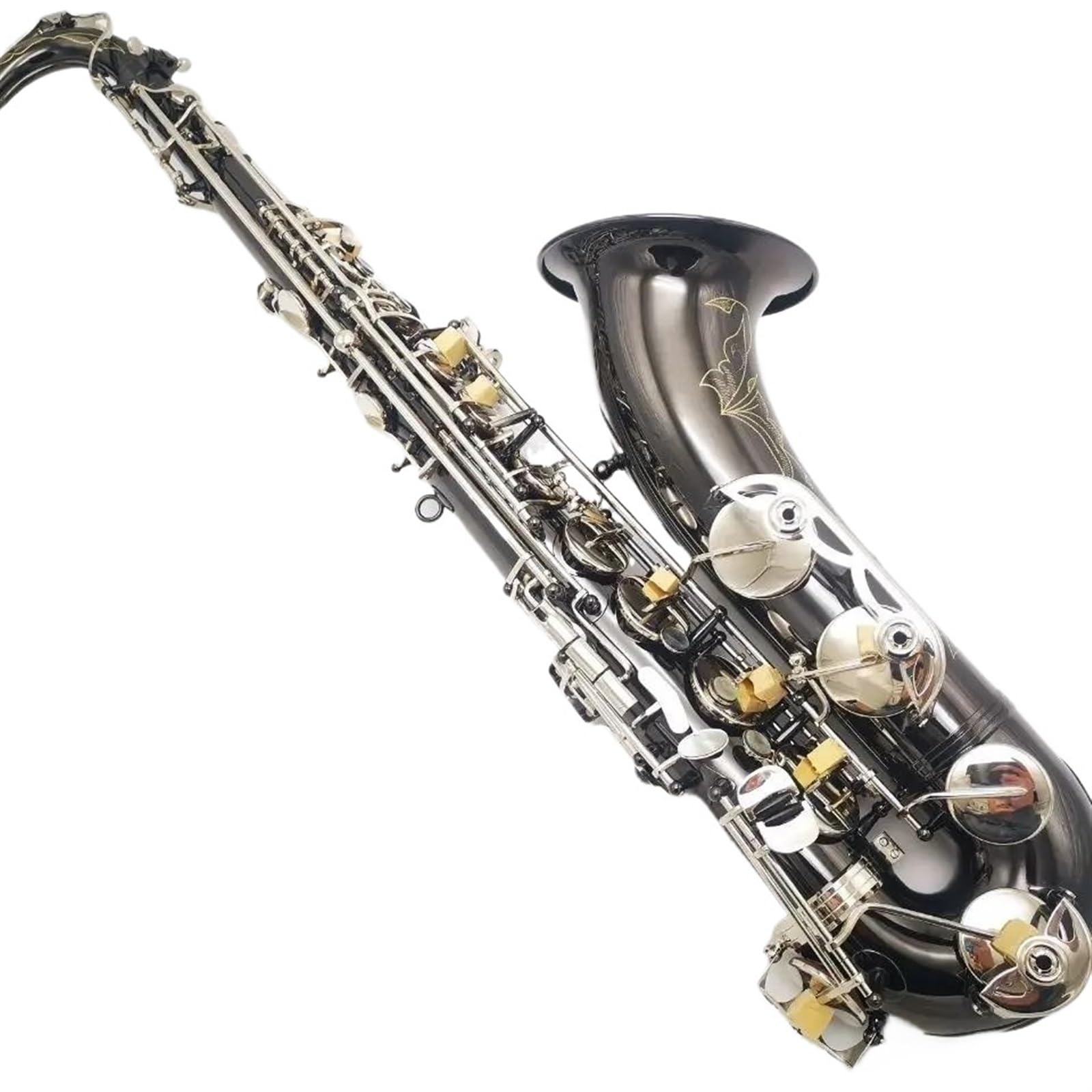 Saxofón Saxofón Alto Tenor Bb Tune Instrumento De Viento De Madera Lacado En Níquel Negro Con Accesorios De Estuche (Color : Leather bag)