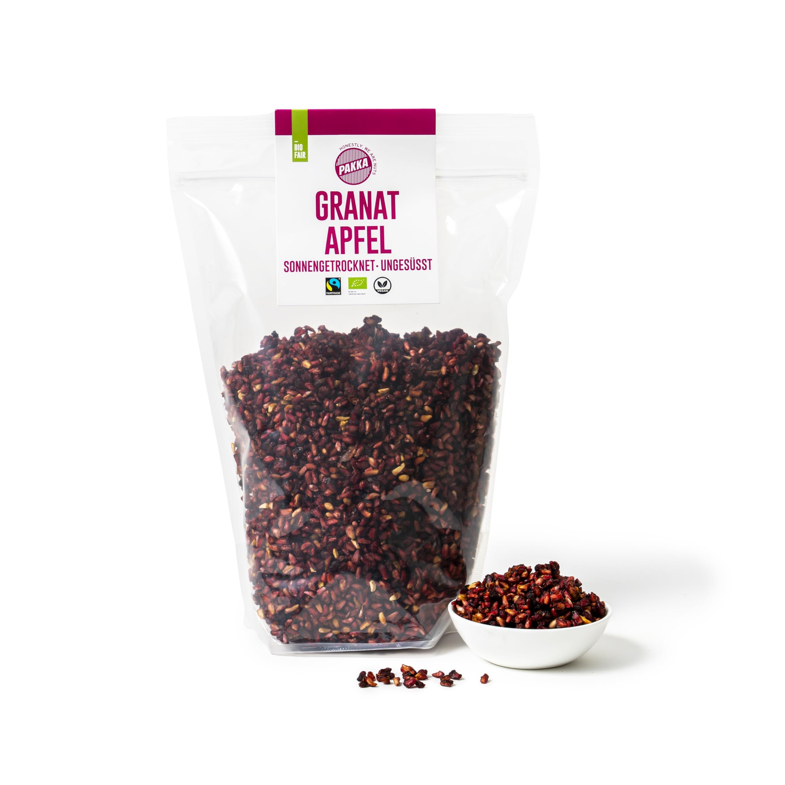 PAKKA – Bio getrocknete Granatapfelkerne 1kg sonnengetrocknete Fairtrade Königs Granatäpfel aus Samarkand Usbekistan 1000gr