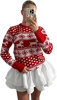 Crazy Fashion Snowflake Christmas Jumper for Women Ladies Round Neck Knitted Xmas Unisex Mens Casual Winter Tops Chunky Kids Top Long Sleeve Sweater UK 8-22