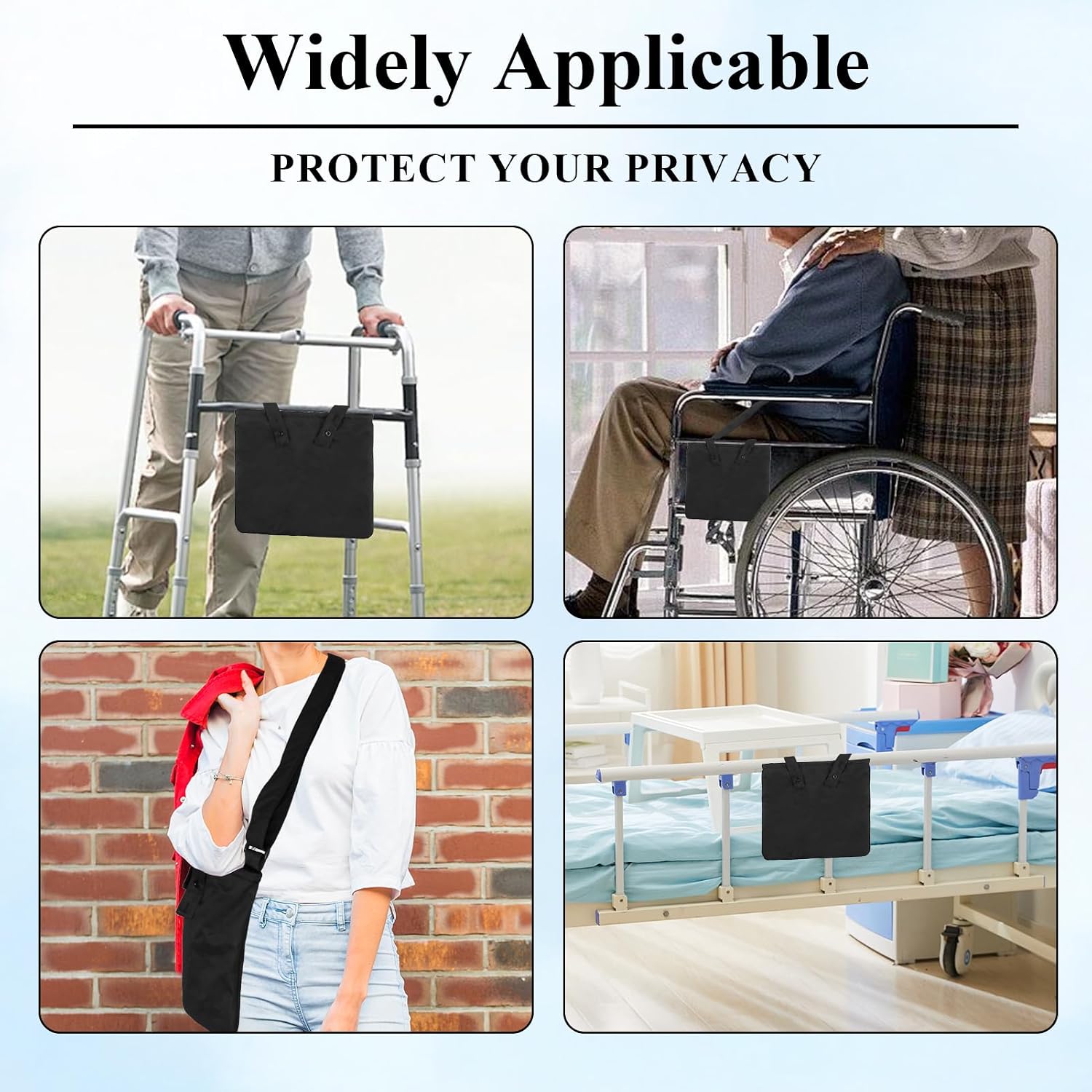 Catheter Bag Holder, Urine Drainage Bag Holder with Catheter Pipe Cover & Adjustable Strap,Large Capacity Covers for Foley Catheter Bag,w/Straps for Wheelchair, Walker, Bed