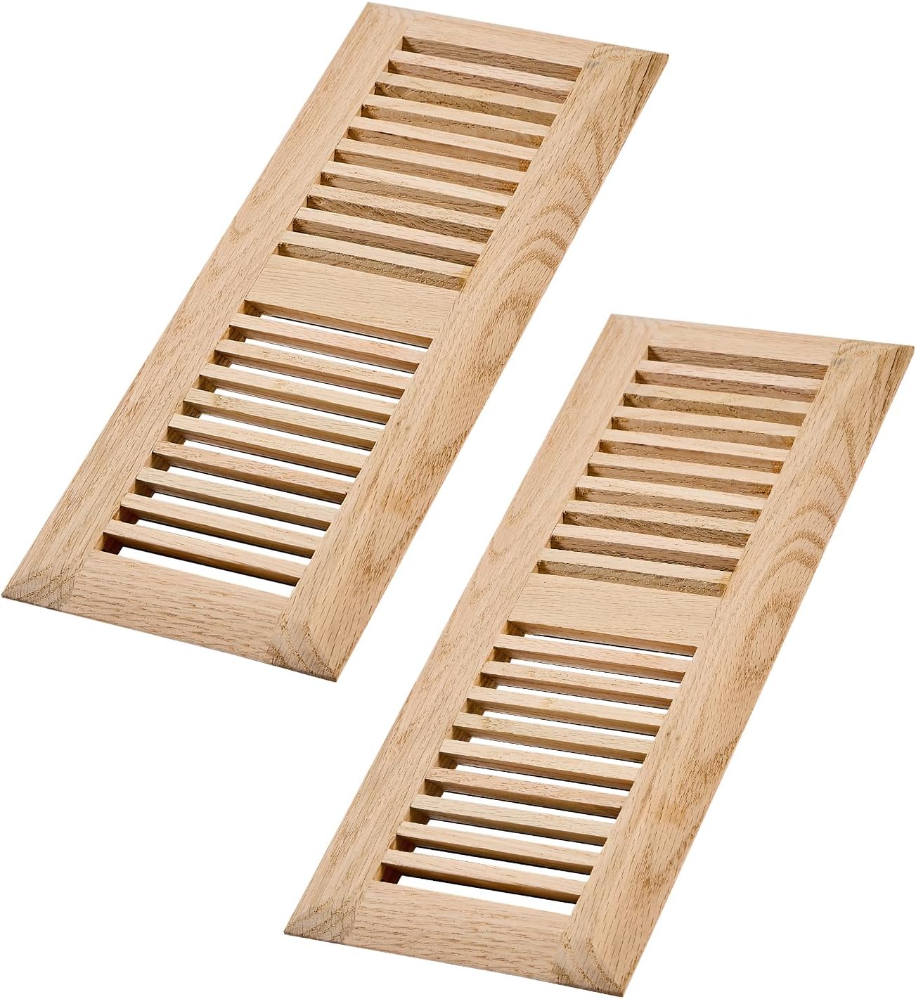 2 Pcs Pack Hardwood Red Oak Floor Register, Drop in Vent Cover, 4x12 Inch, with Damper, Unfinished