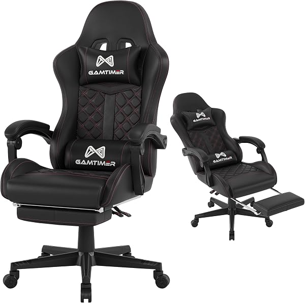 Gamtimer Gaming Chair, 400 lbs Adult Chair, High Back Computer Chair with Footrest and Linked Armrests, Office Video Gam