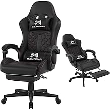 Gaming Chair, 400 lbs Adult Chair, High Back Computer Chair with Footrest and Linked Armrests, Office Video Game Chair with Lumbar Support (Black)