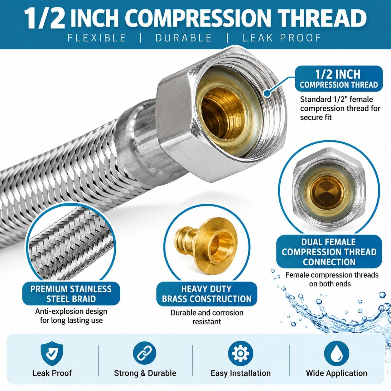 Stainless Steel Connection Pipe - Leak Proof & Durable -2