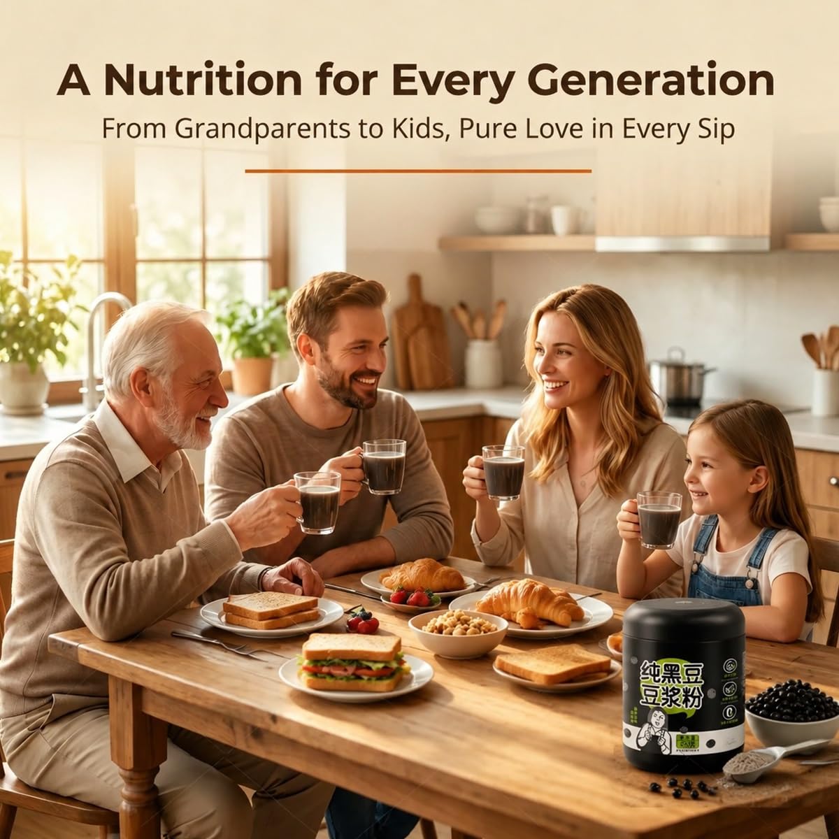 Leche De Soya Negra En Polvo 450g Lata, Textura Ultra Fina Micromolida, Fácil Mezcla En Dos Pasos, Leche Vegetal Para Desayuno