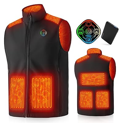 Heated Vest For Men with Battery Pack, Electric Heated Jacket, Smart Controller with Light-Out Design