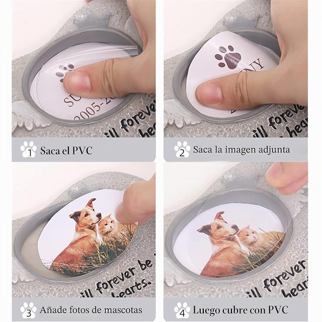Foto 5 de 6 de T TAKONE Lápida de perro, resina en forma de corazón, piedra conmemorativa para perro