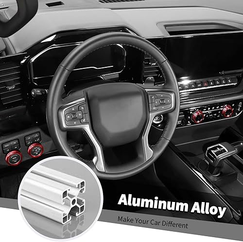 Miniatura 4 de Jimen Cubierta para perilla Silverado 2022+, 5 piezas de botón de volumen de audio de consola central, control de clima CA, perilla de faro, ajuste