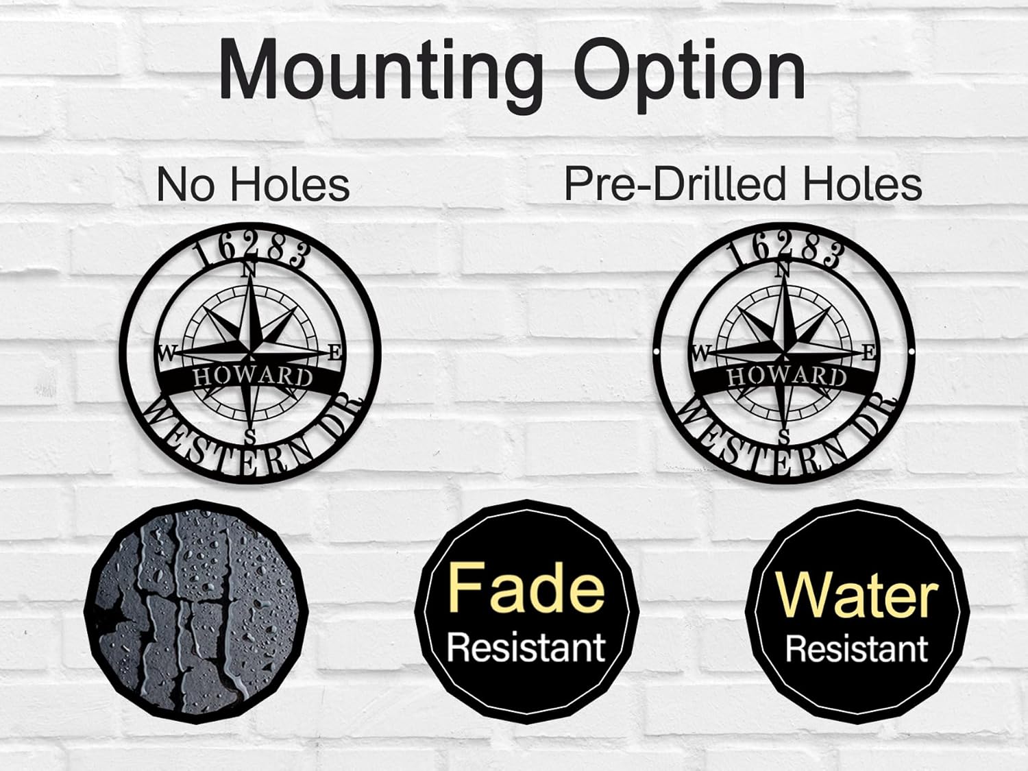 Custom Metal Compass Address Sign, Personalized Compass Metal House Number Sign, Personalized Address Plaques for Outside,Nautical Address Wall Art