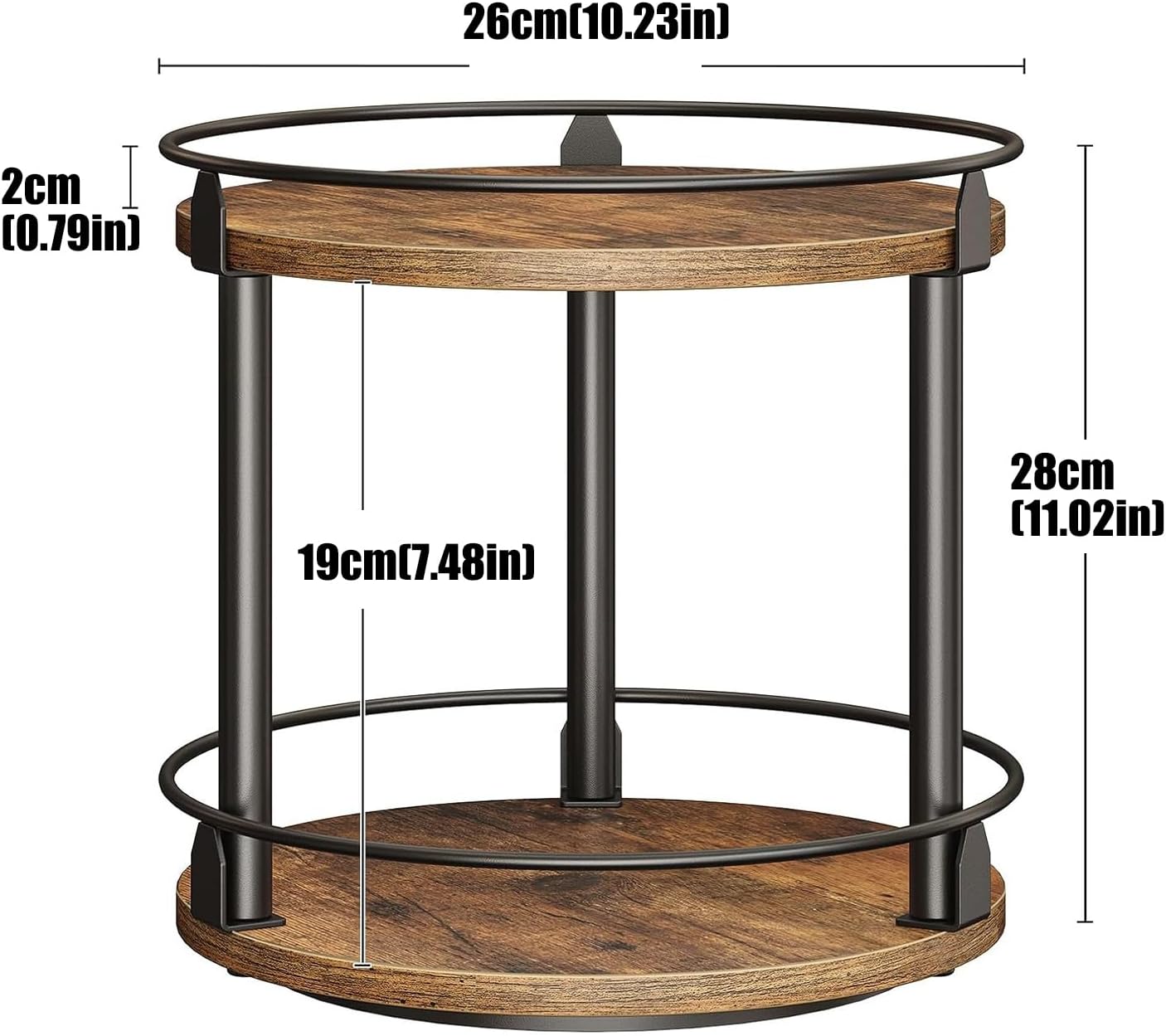 Jar Holder Seasoning Organizer, Rotating Double Shelf Rack with Wood Look Styling, Kitchen Countertop Cabinet Arrangement for Daily Use Rotating Seasoning Rack Organizer Countertop Storage Shelf image 3