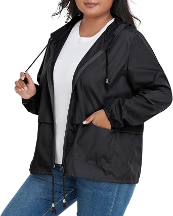 American Trends Plus Size Rain Jackets for Women with Hood Waterproof