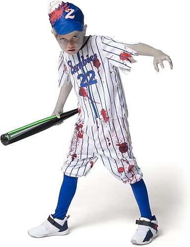 Miniatura 4 de Spooktacular Creations Disfraz de zombi de béisbol azul para niños fiestas de disfraces de Halloween disfraces de fiesta temática zombi talla S