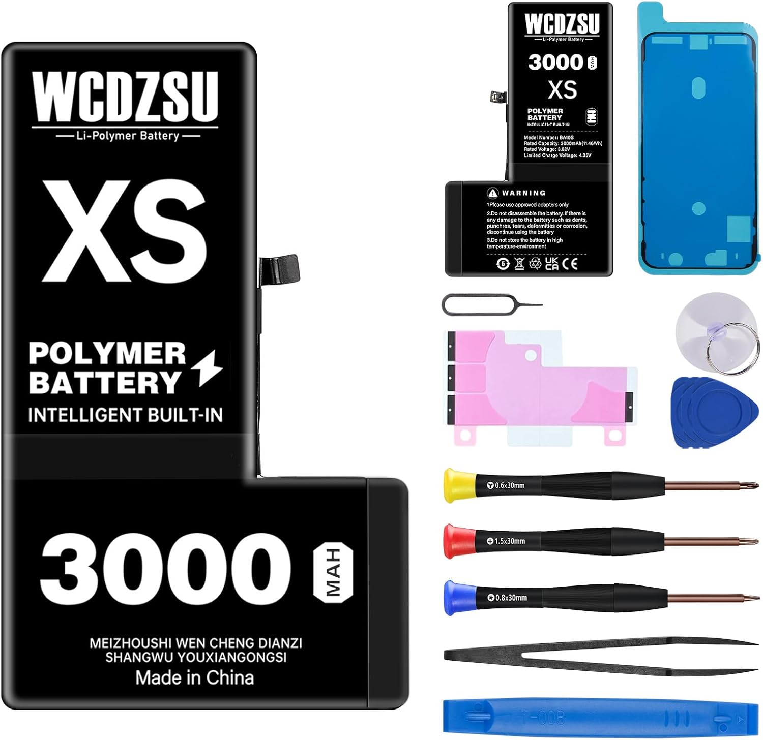 Battery Replacement for iPhone Xs 3000mAh High Capacity New 0 Cycle Li-Polymer Battery for iPhone Xs with Full Tool Kit Model A1920 A2097 A2098 A2100