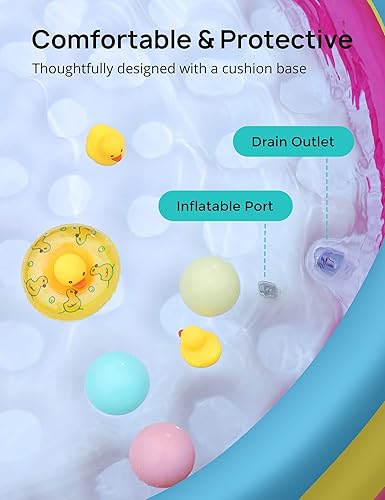 Vista 9 de EVAJOY - Centro de juegos inflable, piscina infantil con tobogán para niños, aspersor, tema de hielo y nieve con muñecas inflables, fácil