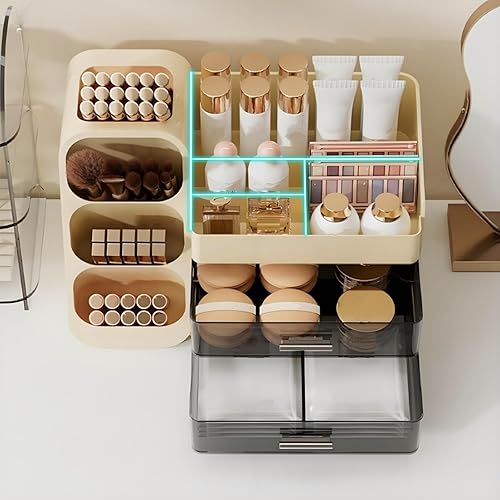 Miniatura 6 de Organizador de maquillaje con cajones, vitrina de cosméticos de gran capacidad para tocador, organizador de almacenamiento de encimera para oficina,