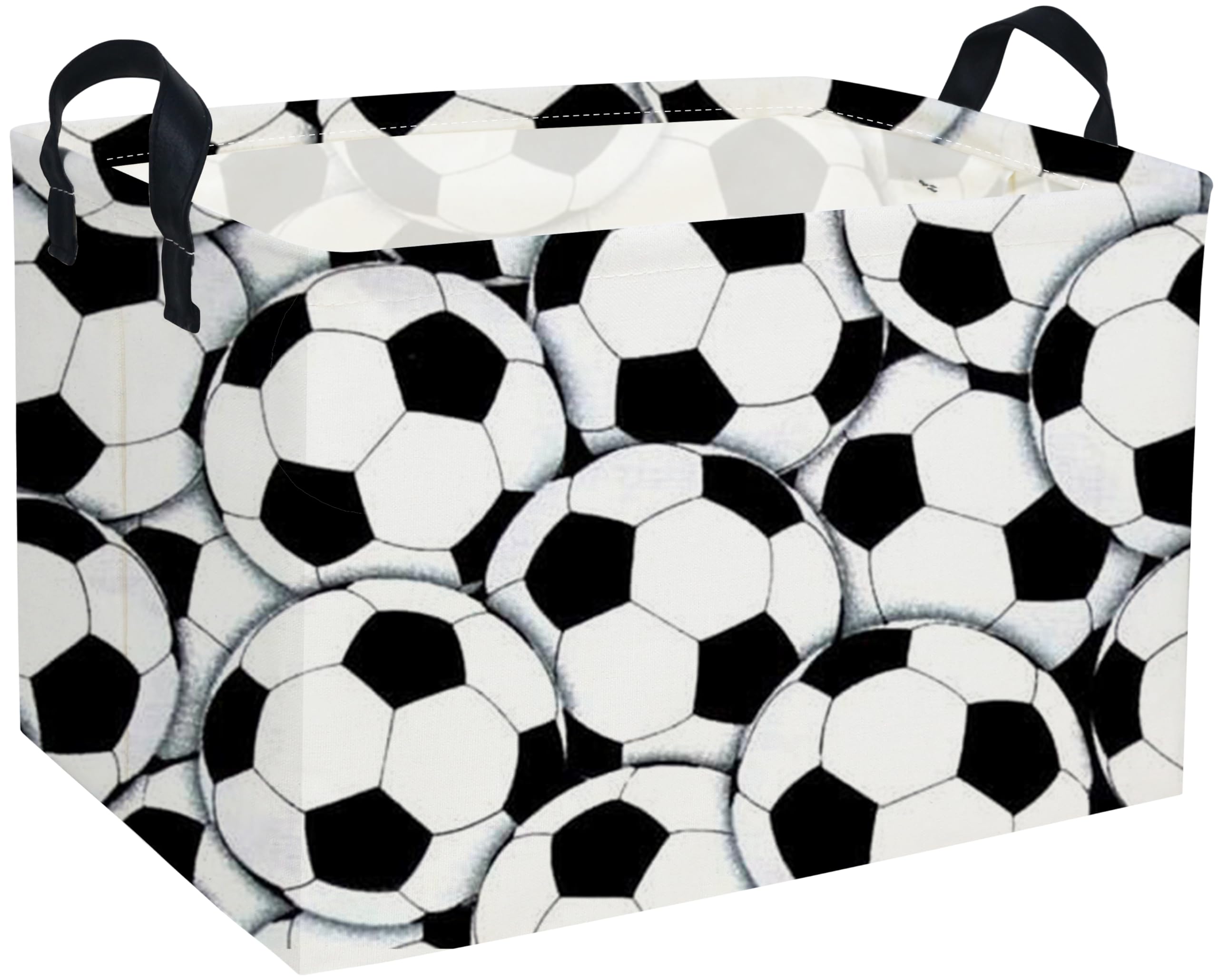 Rectangular Soccer Basket,Kids Baskets.Waterproof PE Coating Cute Bin with Handles.Boys Bins,Toys Box,Books Baskets,Gifts Bin. (Soccer basket)