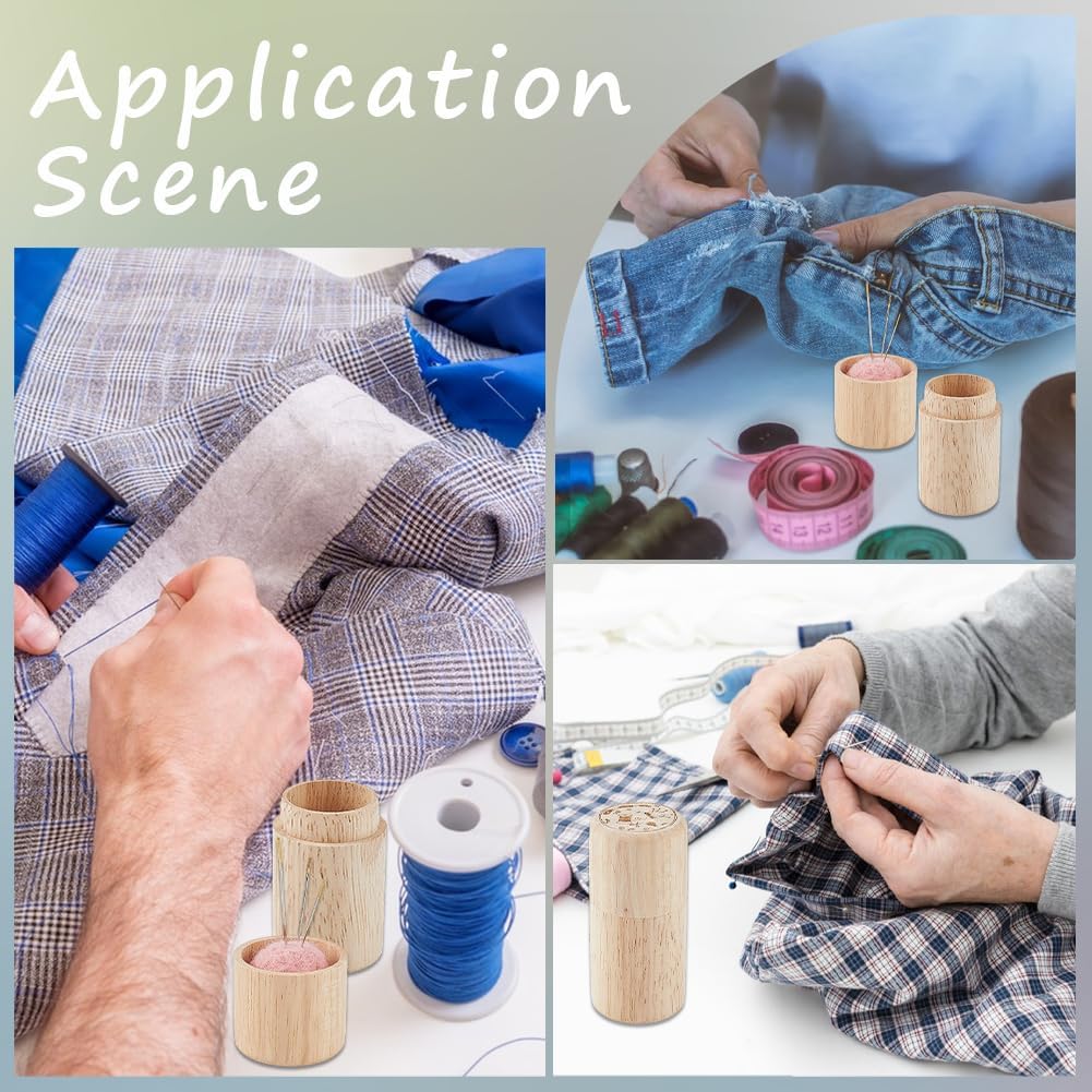GORGECRAFT Wooden Sewing Needle Holder Pincushion Portable Pin Holder Wood Sewing Storage Case Pin Cushion and Lid with 12 Embroidery Needles for Stitching Hand Crafts Knitting Women