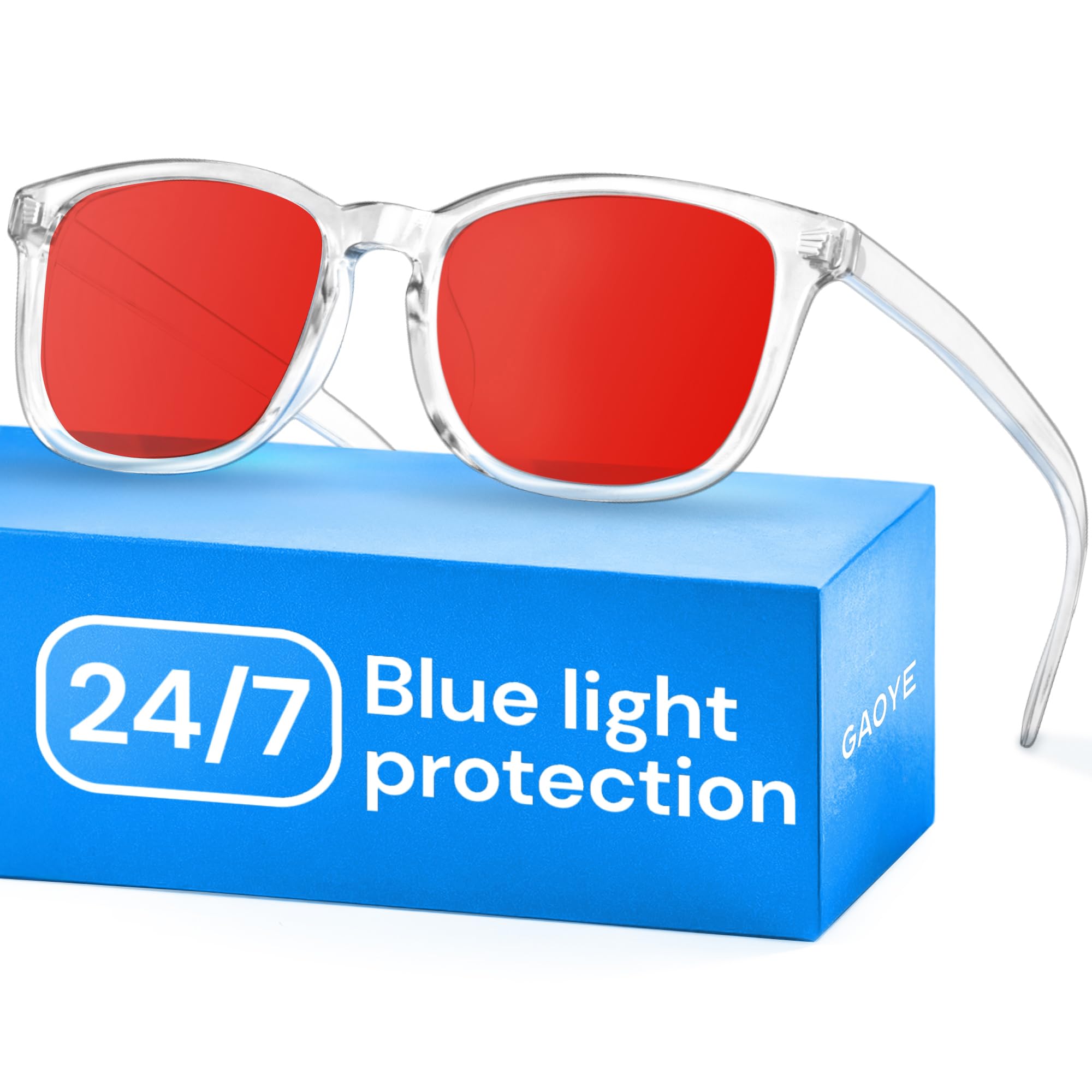Gaoye Eyewear Frames for Men - Blue Light Blocking Square Glasses, Anti UV Ray Computer Gaming, Blue Blockers for Women Clear and Red