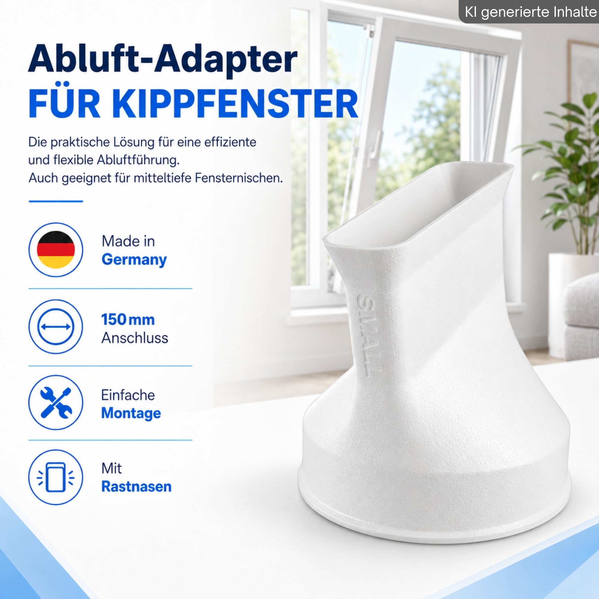 Klimaanlage Kippfenster Auslass Adapter für 150mm Schlauch Fensteradapter