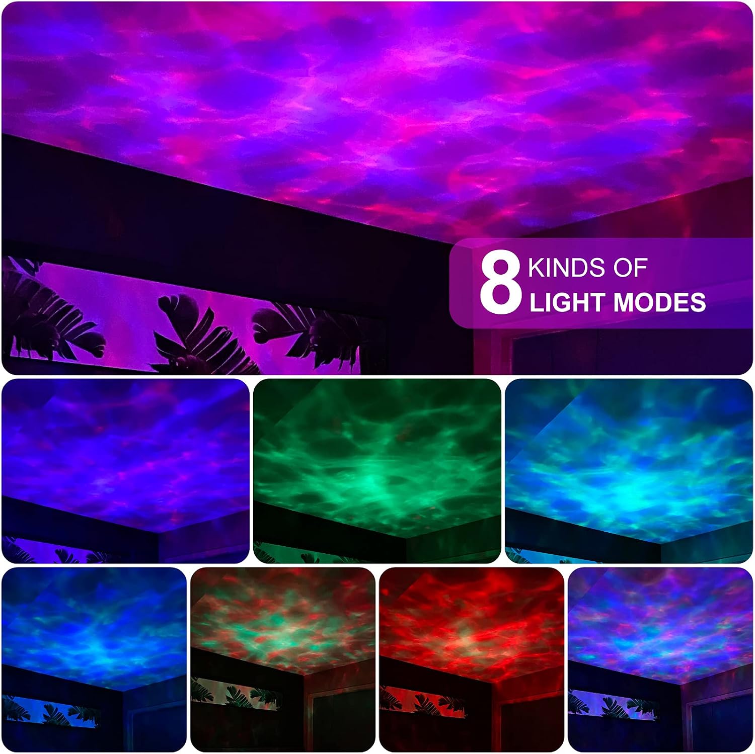 Galaxy Projector, TOMNEW Night Light Ocean Wave Projector with Bluetooth Music Speaker, Adjustable Brightness & 8 Lighting Modes Mermaid Light for Kids Adults Bedroom Game Room Decor