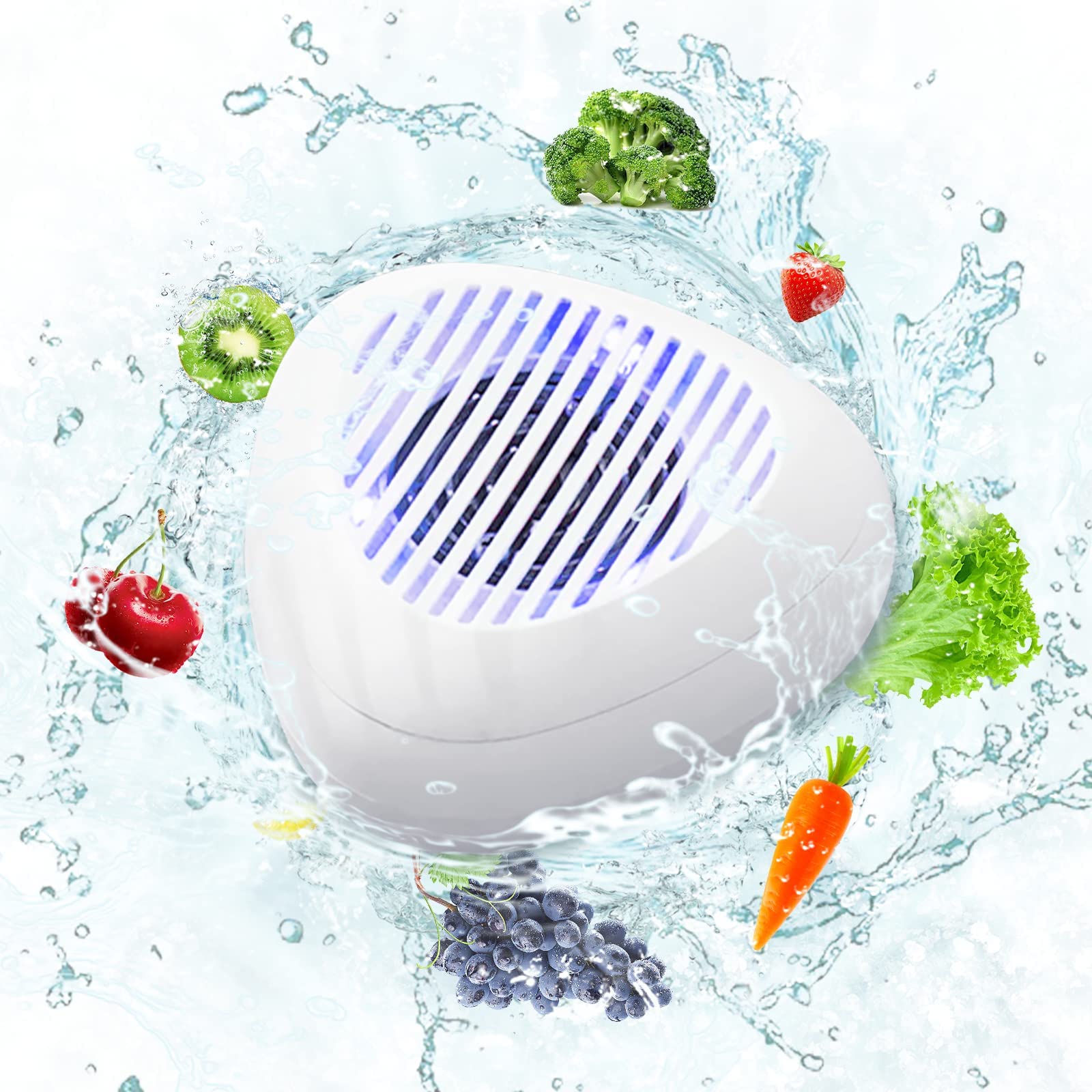 Azonee Fruit and Vegetable Washing Machine, Fruit Cleaner Device,Fruit Cleaner Device in Water for with OH-ion Purification Technology for Cleaning Fruit,Vegetable,Rice,Tableware(White)