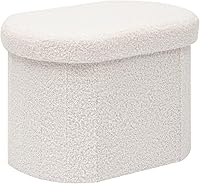 Vista 8 de B FSOBEIIALEO Otomano con almacenamiento para sala de estar, otomano plegable de almacenamiento con reposapiés Sherpa, banco plegable de 43.3 Negro