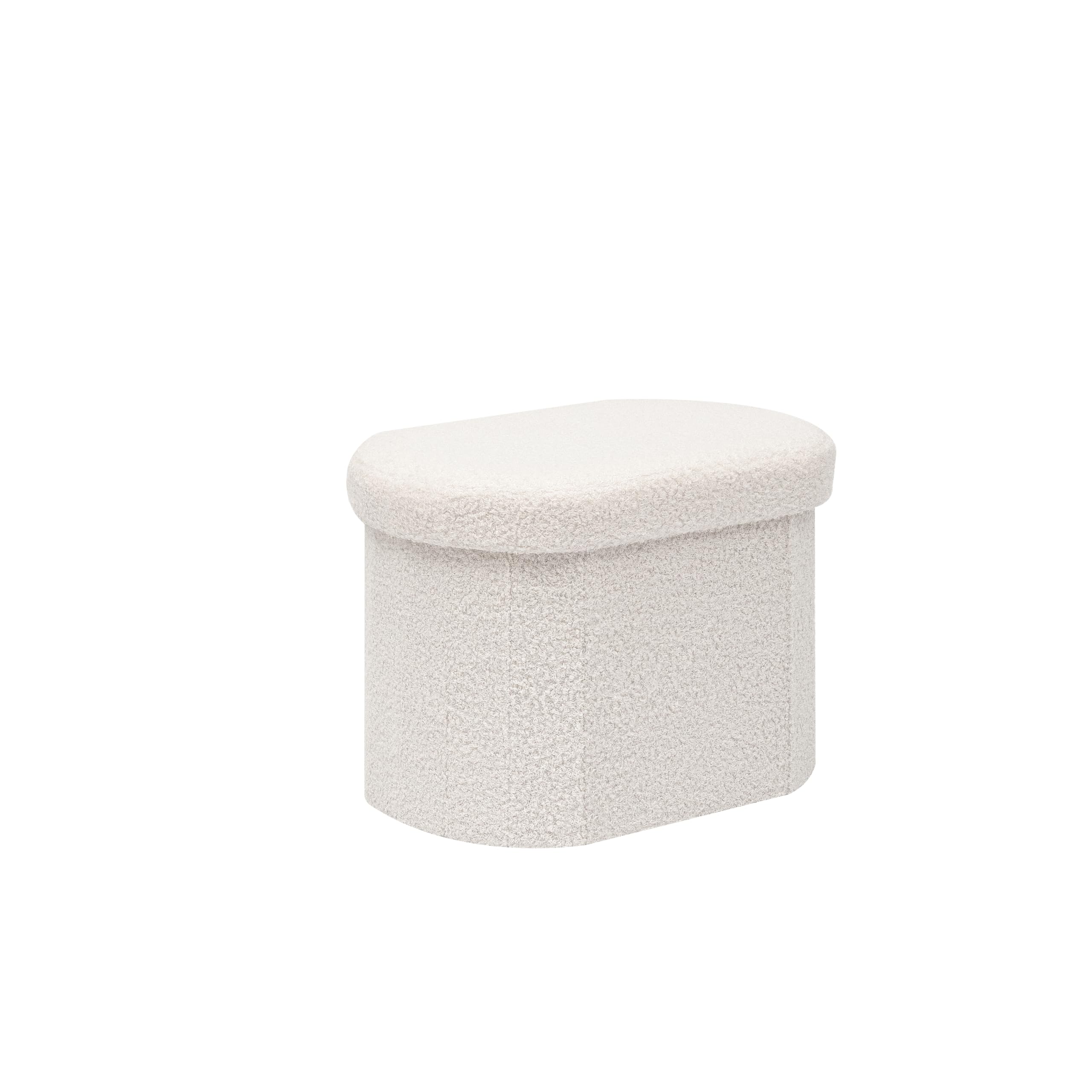 B FSOBEIIALEO 16.14" Boucle Storage Ottoman Cube for Dorm Room, Cream White