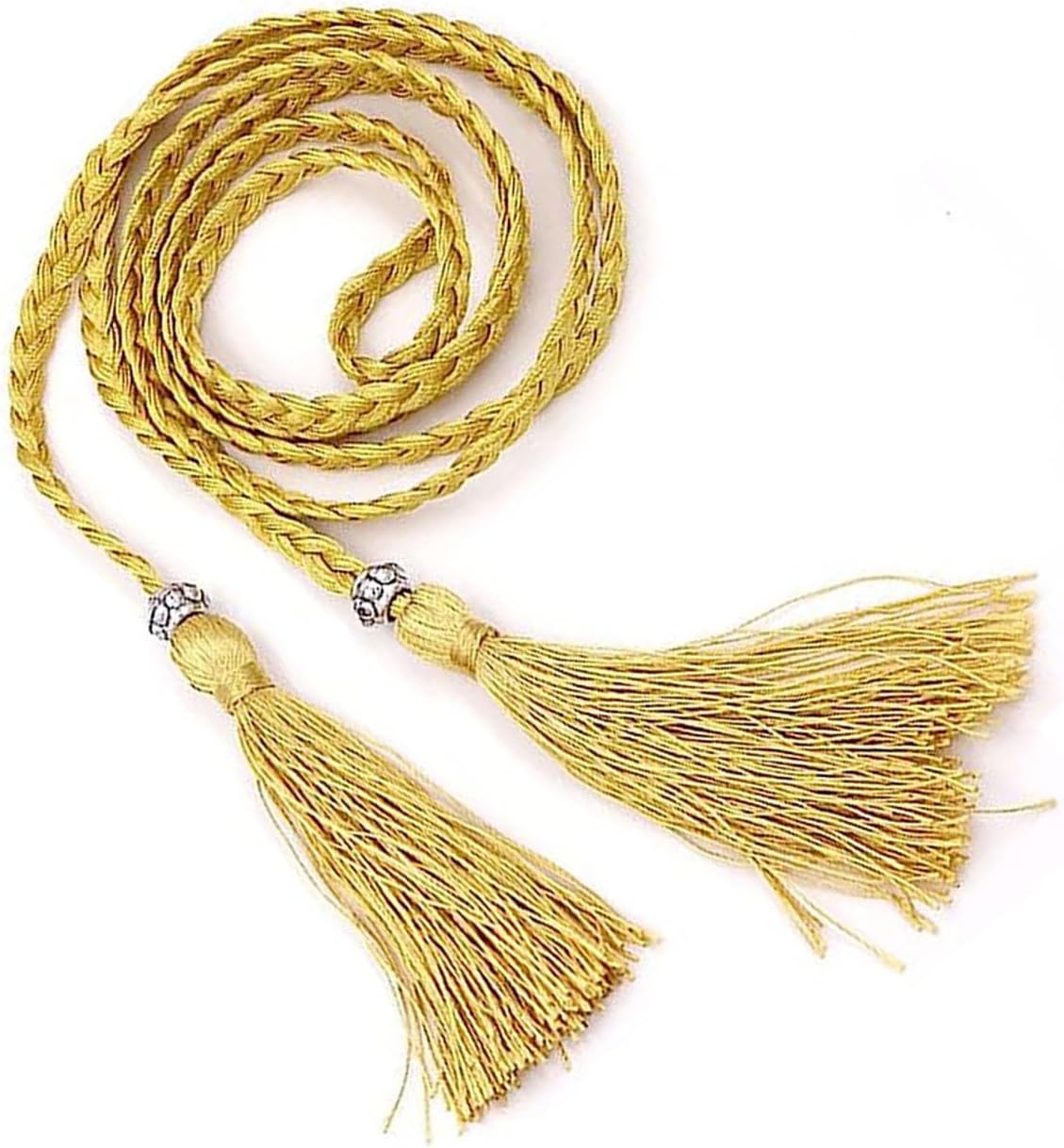 Women's Belts Braided Thin Waist Belt,Women Girls Waist Belt Rope Chain with Tassel and Beads Goddess Skinny Woven Belt forWomen Dress, Women Tassel Braided Dress Braided Belt