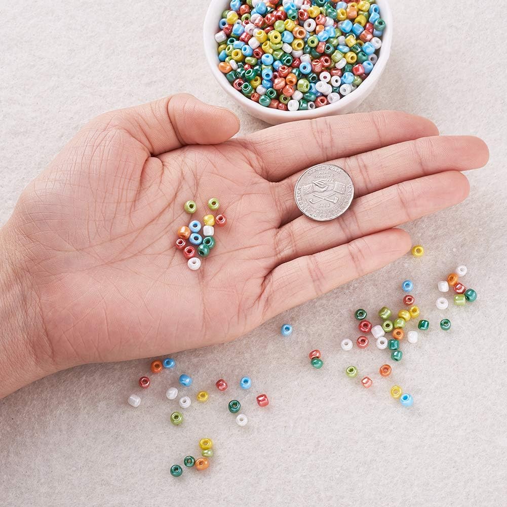 Craftdady 6/0 Glass Seed Beads 4mm About 4500Pcs Opaque Lustered Small Round Pony Loose Spacer Beads Random Mixed Colors for Jewelry Making Hole: 1.5mm