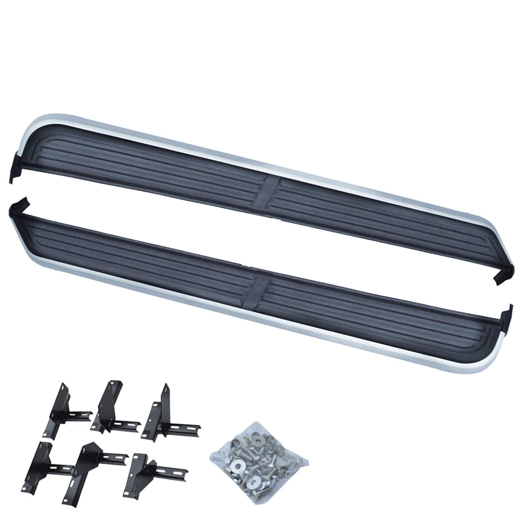 RainMan S Side Step Running Boards Silver with Black Aluminum Replacement for Land Rover Discovery 2005-2009 LR3 2010-2014 LR4