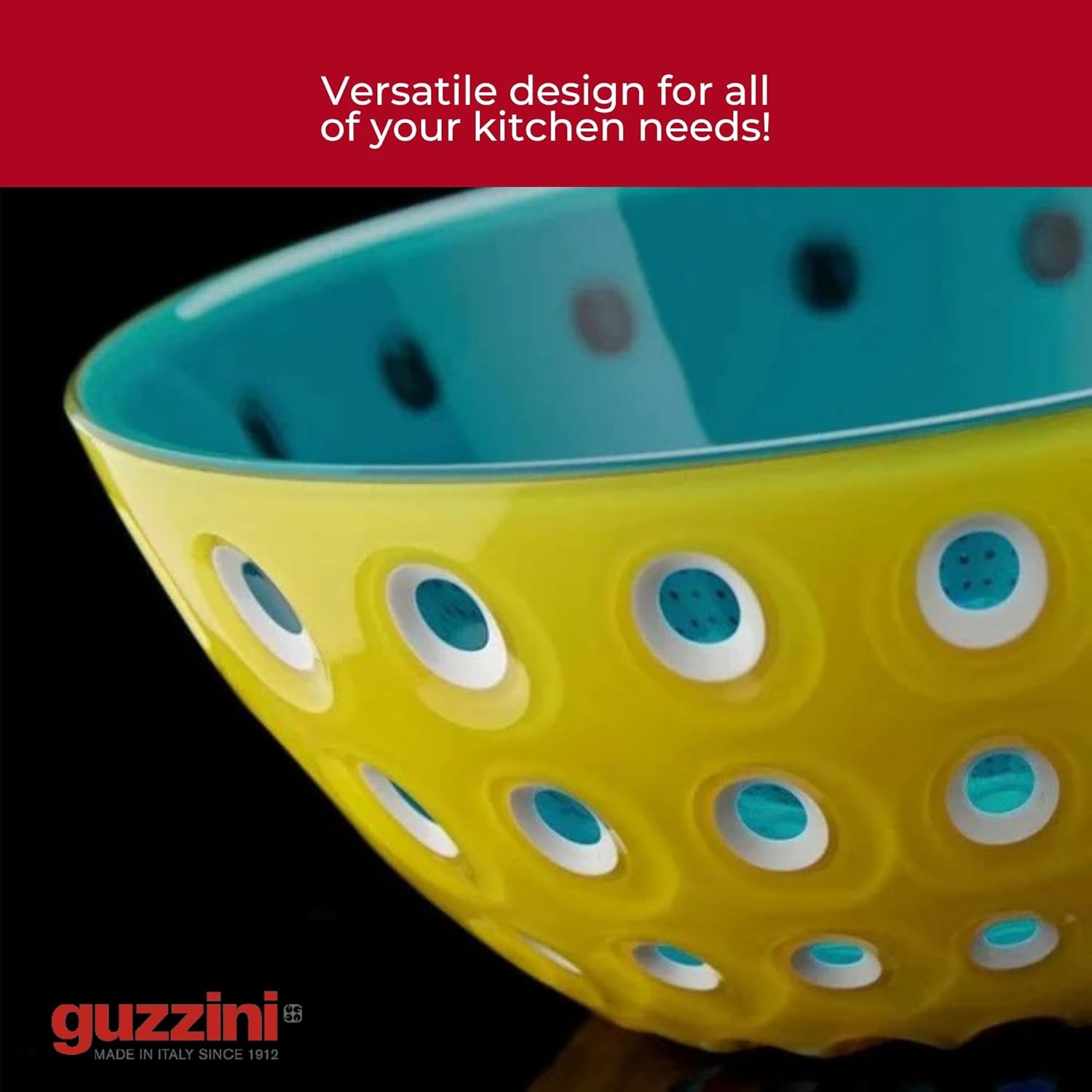 Guzzini Le Murrine 4.7" Bowl (Set of 2) - Yellow & Blue - 3 Color Technology, Chip Resistant & Unbreakable, Reusable, BPA-Free, Cereal, Soup, Fruits - Mixing Bowl for Kitchen Ingredients