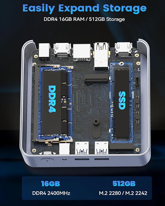 Getorli Mini PC AMD Ryzen 5 3500U (4C/8T, Max 3.7GHz) Small Desktop Computer 16GB DDR4 RAM 512GB NVMe SSD Budget Micro Compact PCs 4K HD Dual HDMI WiFi 6 BT5.3 Prebuilt OS-Home Office Gaming Streaming