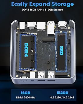 Getorli Mini PC AMD Ryzen 5 3500U (4C/8T, Max 3.7GHz) Small Desktop Computer 16GB DDR4 RAM 512GB NVMe SSD Budget Micro Compact PCs 4K HD Dual HDMI WiFi 6 BT5.3 Prebuilt OS-Home Office Gaming Streaming