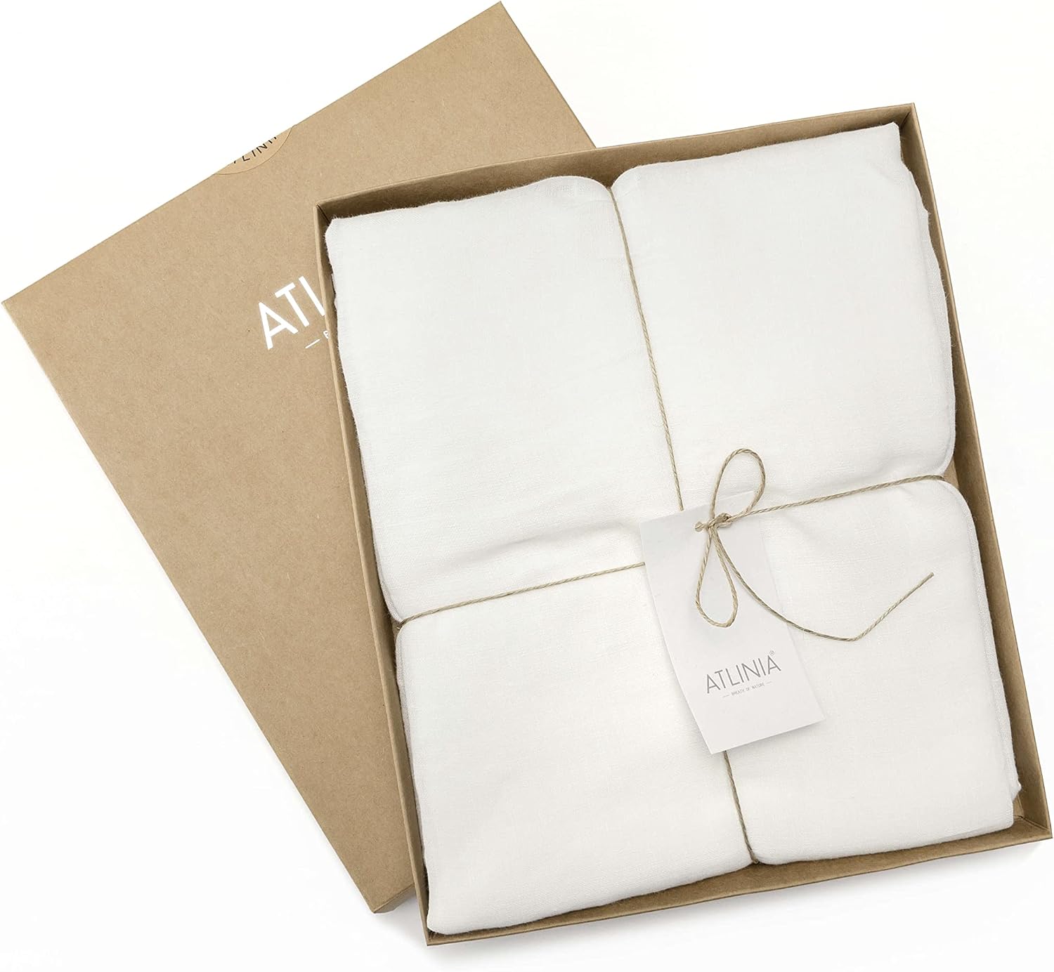 ATLINIA 100% Linen Sheer Curtains White Panels - 2 Panels Window Natural Linen Sheer for Bedroom Living Room Farmhouse Light Curtains Filtering Door Shades Privacy Rustic Boho Door Drape 96 inch