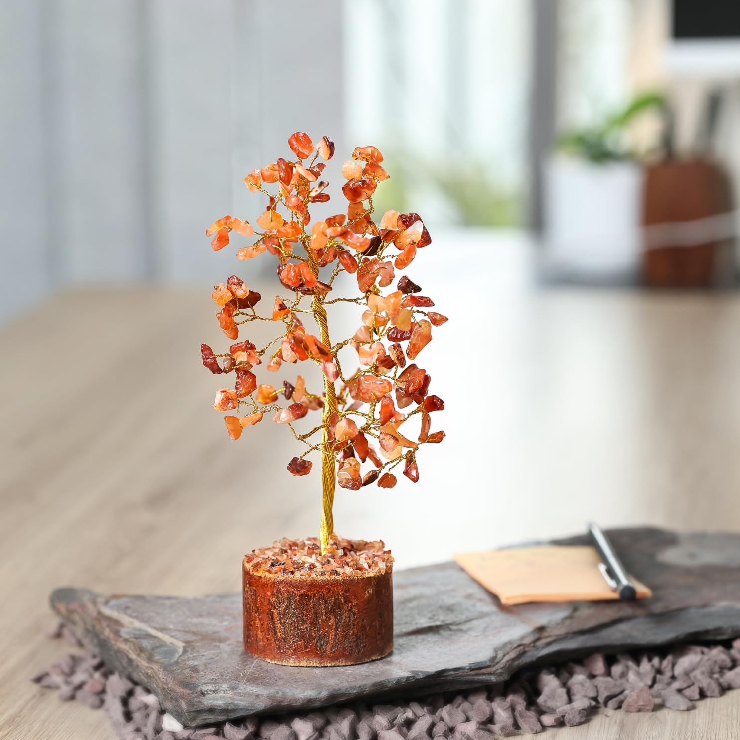 - Divine Hindu Carnelian Crystal Tree for Wealth, Good Luck & Positive Energy | Aesthetic Decorative Home Decor Item for Living Room & Thoughtful Valentine Gift | Showpiece Multicolour | 150 Beads