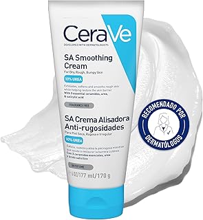 CeraVe SA Crema Alisadora Anti-rugosidades, Para Pieles Secas, Ásperas y Con Imperfecciones, Para Rostro y Cuerpo, Exfolia e Hidrata, Con Ceramidas, Ácido Salicílico y Ácido Hialurónico, 177ml