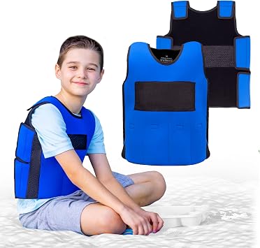 Ted Kangaroo Weighted Vest for Kids Sensory Compression Vest Deep Pressure Comfort Blue