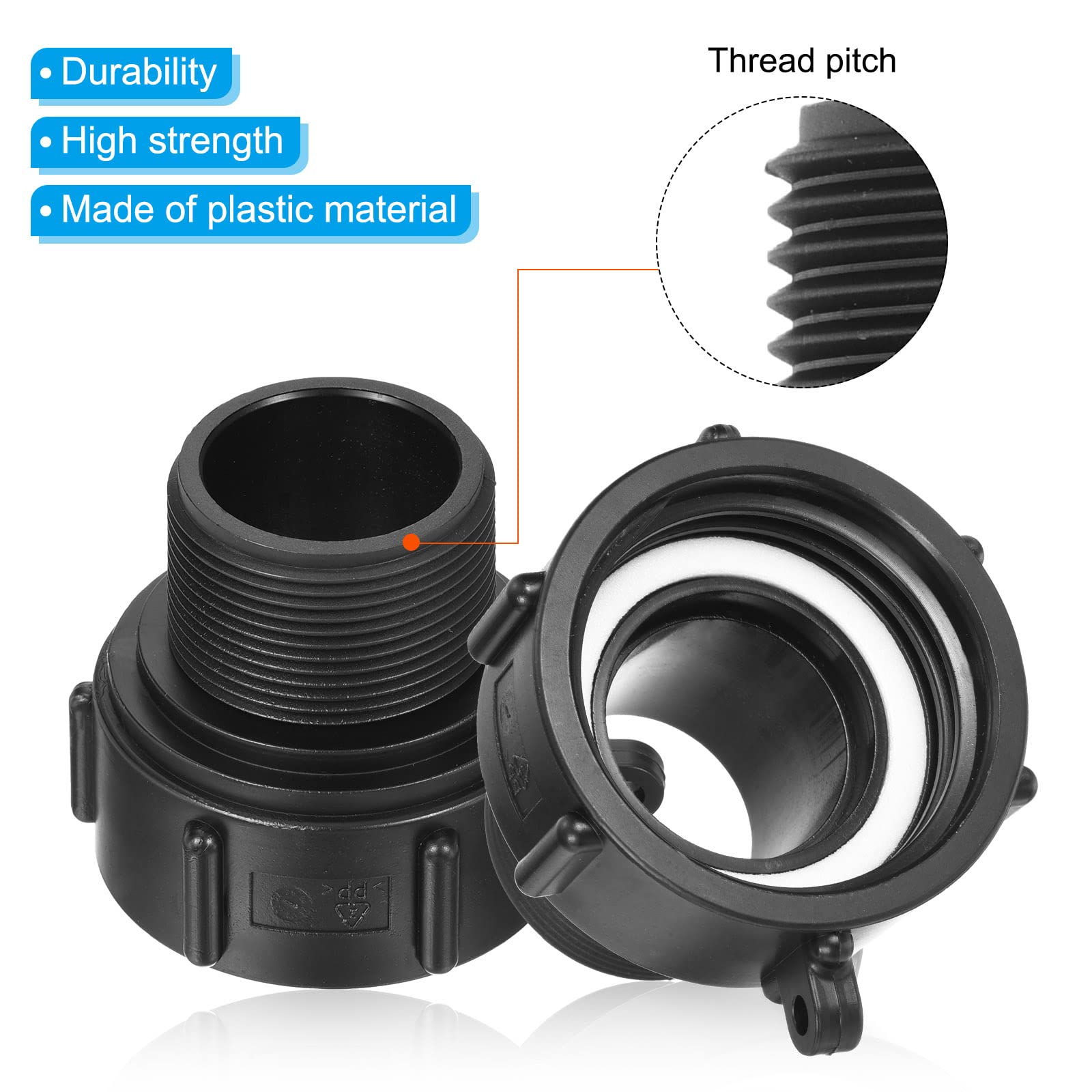 PATIKIL IBC Tote Adapter S60x6 Coarse Thread 1.5 BSP Male, 275-330 Gallon Drain Plug Connector for Water Tank Garden Hose - Image 4