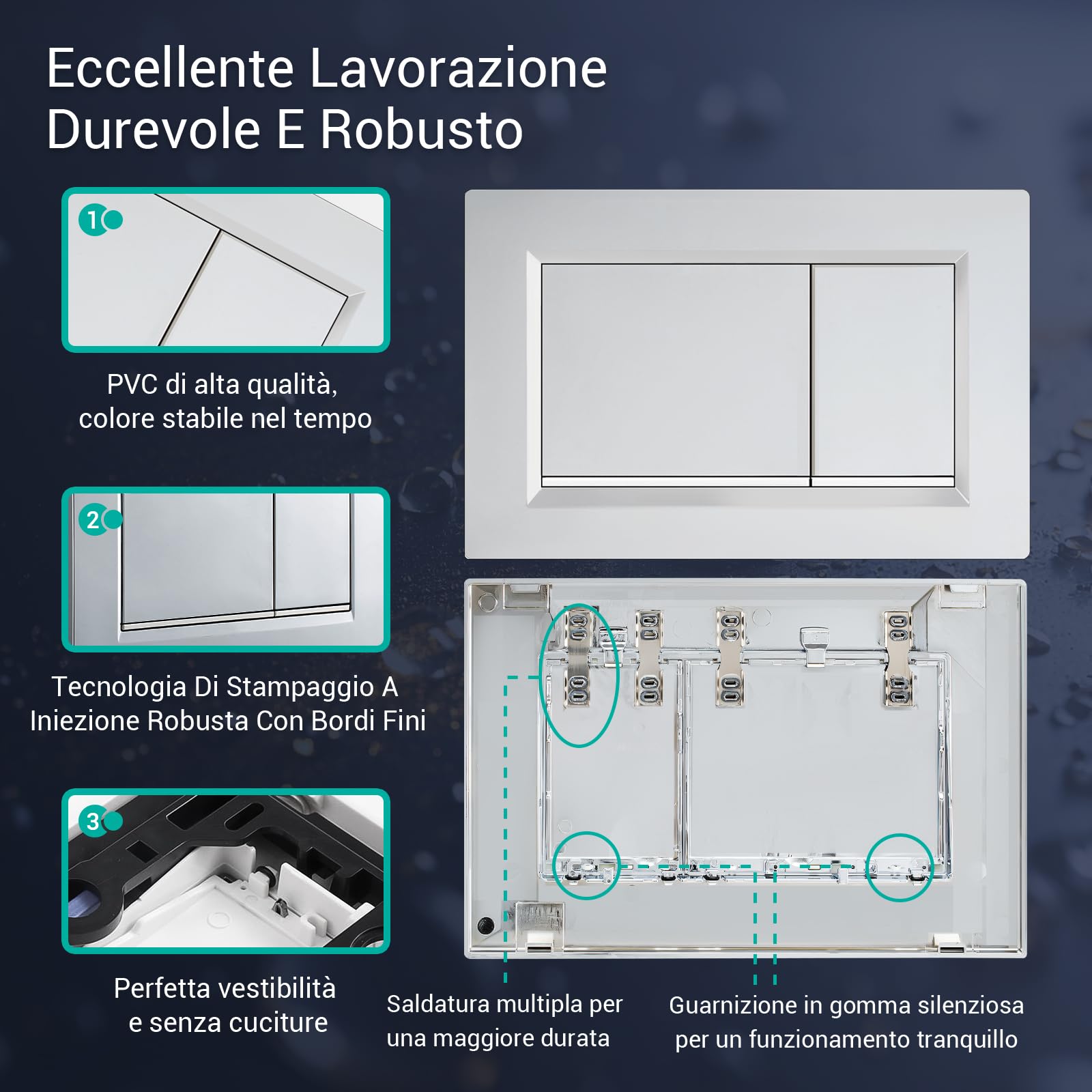 Placca Comando Per Cassetta WC Geberit 200F – Opaco Nera, 340x185 Mm, Con Leve E Viti, Compatibile Con UP300/UP320 E Duofix Pur