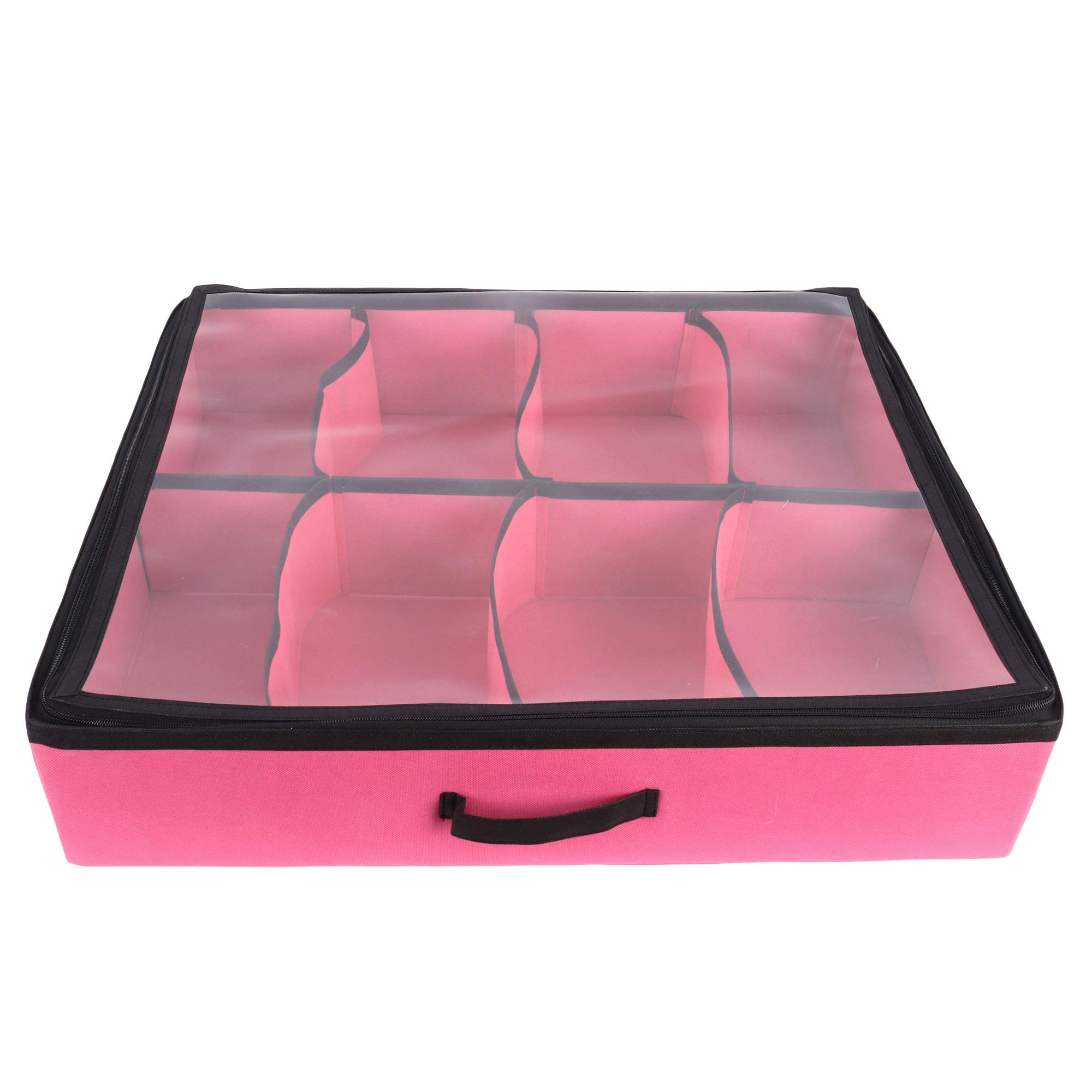 SHREY CREATION Rectangular Non Woven Large Underbed Storage Bag, Bin Organizer 8 Pairs Customizable Slots, Clothes Blanket, Comforter storage container with Handles - (Pair of 8-Pink) (B08VN5FT8K) Amazon Price History, Amazon Price Tracker