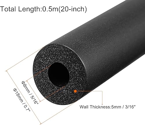 Miniatura 7 de MECCANIXITY Mangos de tubo de agarre de espuma de 14 pulgadas (0.236 in) ID 316 pulgadas (0.197 in) de grosor de pared de 20 pulgadas, negro