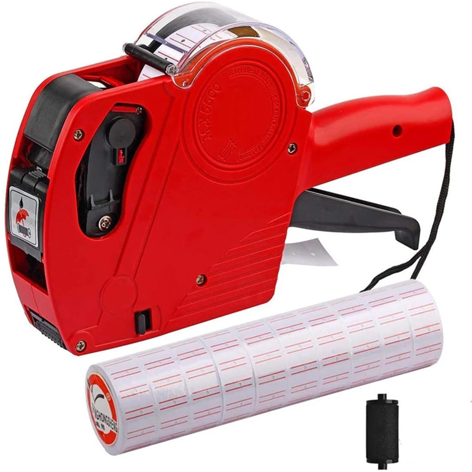 MX-5500 - Pistola per etichette a 8 cifre, con 4000 etichette adesive e 1 pistola per codifica a inchiostro, per negozi al dettaglio (rosso)
