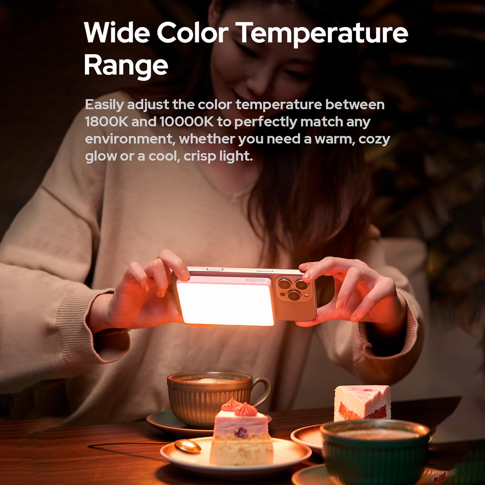 Godox MA5R, Luz de Video RGB con Carga magnética luz de Video LED de 1800 K a 10 000 K, actúa como una Fuente de energía inalámbrica para teléfonos Inteligentes, 14 Efectos FX, Control de aplicación