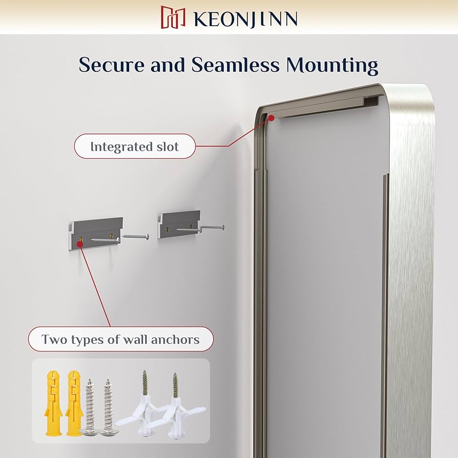 ⭐︎ frmjpn　⭐︎ Amazon.com: Keonjinn Brushed Nickel Mirror 24 x 32 Inch