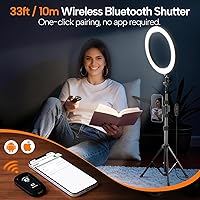Vista 6 de EMART Luz de anillo de 10" con trípodes extensibles de 55" y soporte para teléfono, luz circular redonda LED regulable para cámara selfie