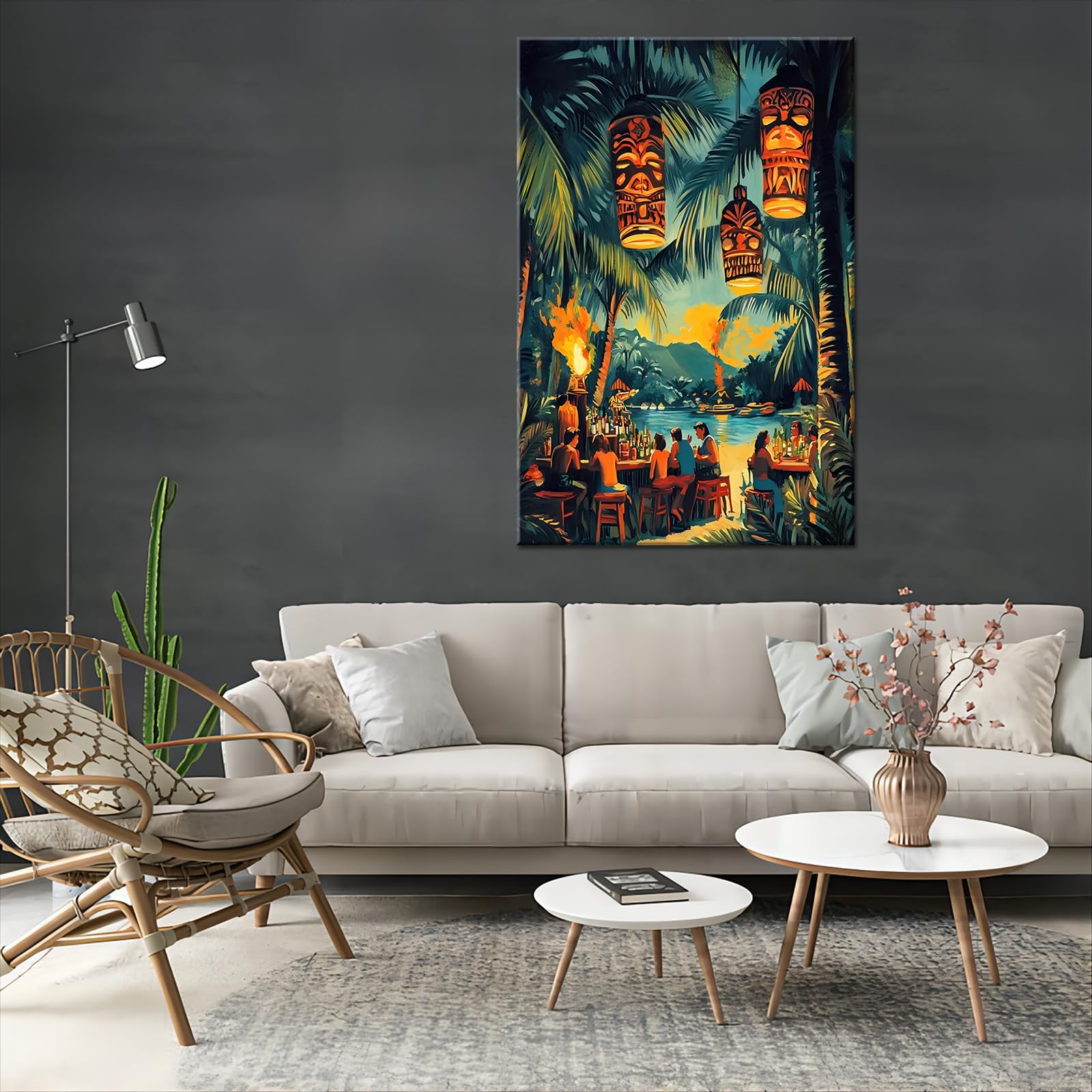 Amazon.com: Vintage Hawaiian Tiki Bar Wall Art, Flaming Torches